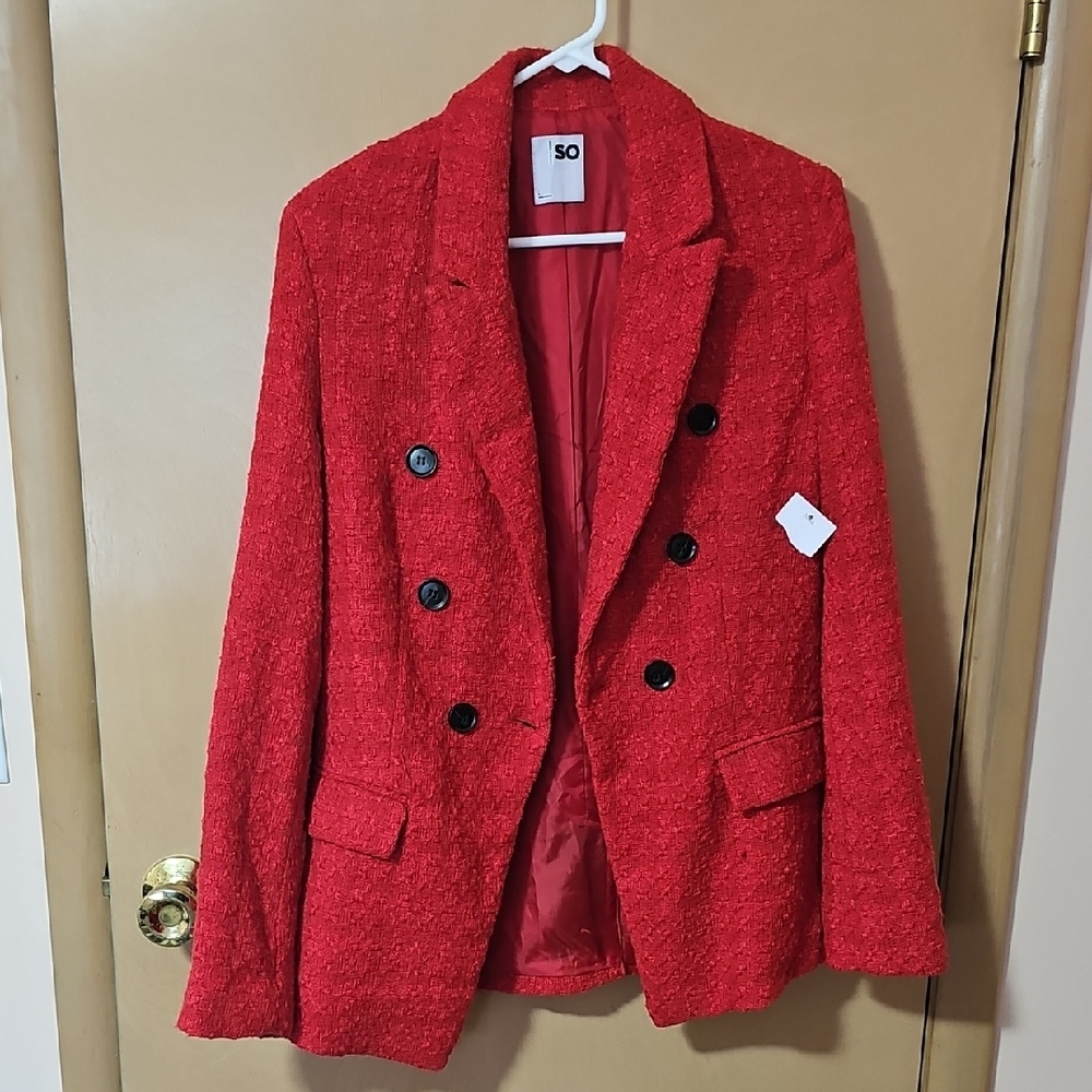 SO Red Button Jacket. Size L NWT